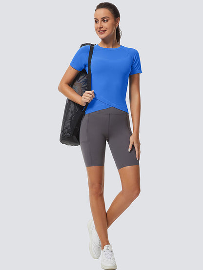 MATHCAT Slim Cross Hem Compression Workout T-shirt