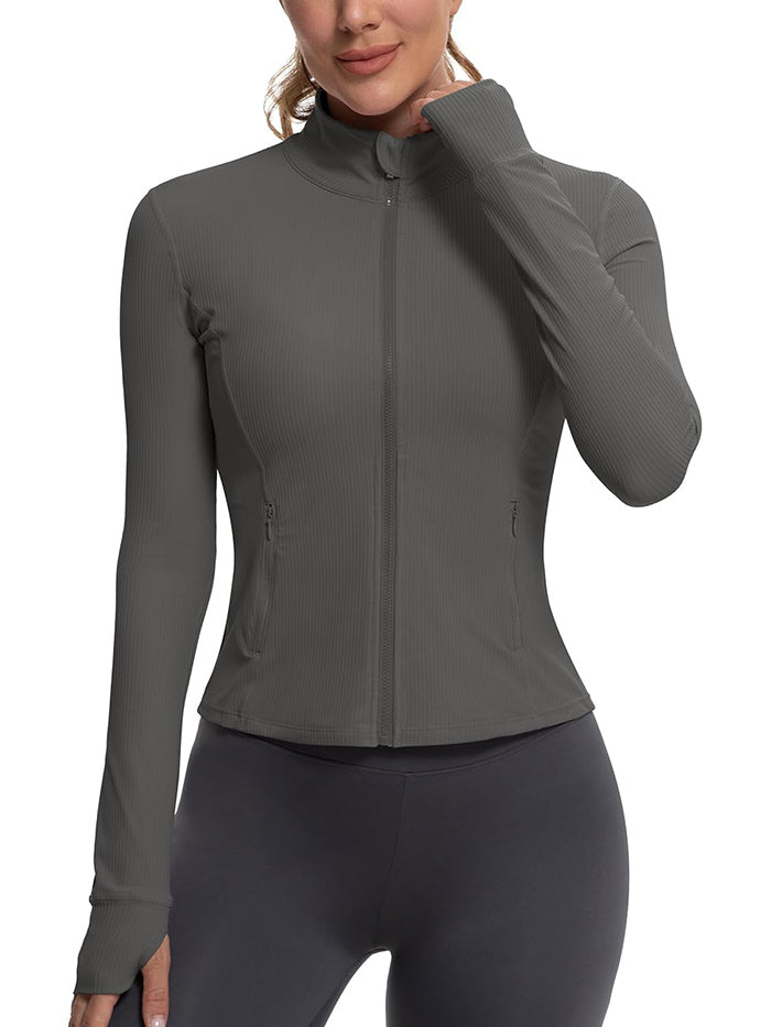 MATHCAT Womens Light Jacket for Spring Ribbed Athletic Jacket with Pockets