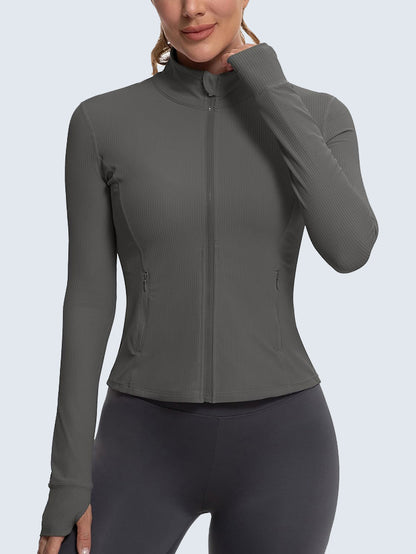 MATHCAT Womens Light Jacket for Spring Ribbed Athletic Jacket with Pockets