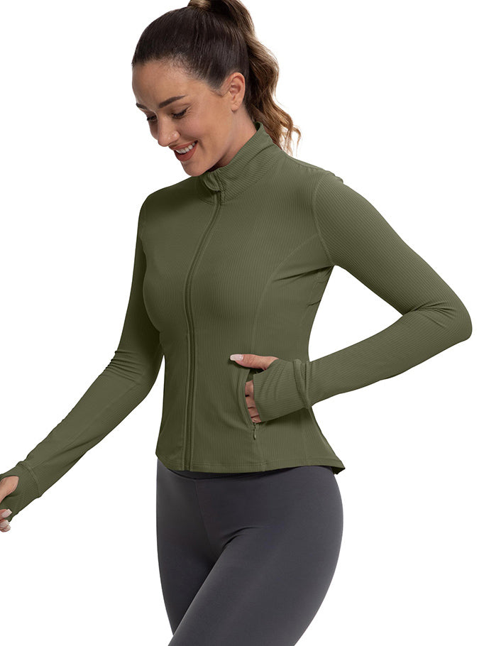MATHCAT Womens Light Jacket for Spring Ribbed Athletic Jacket with Pockets
