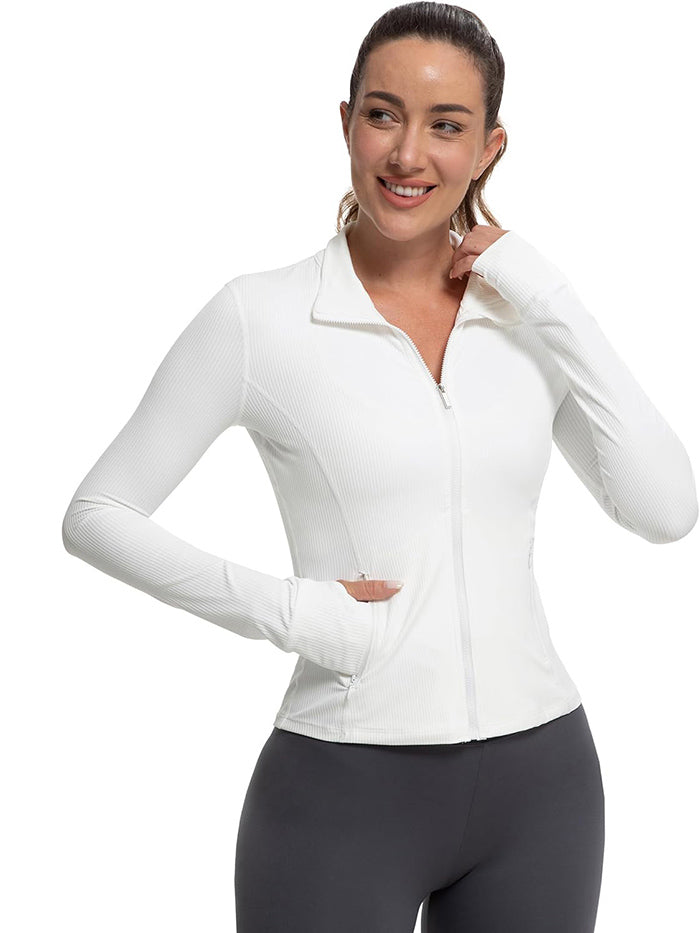 MATHCAT Womens Light Jacket for Spring Ribbed Athletic Jacket with Pockets