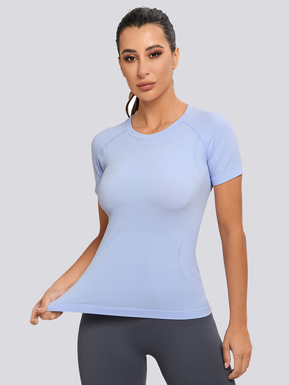 Mathcat Soft Seamless Gym Short Sleeve T-Shirt Skyblue