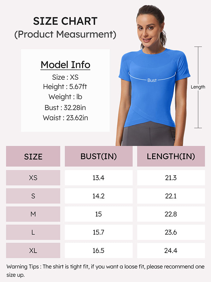 MathCat Slim Cross Hem Compression Workout T-shirt Lake Blue