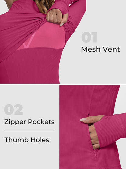 MATHCAT Womens Light Jacket for Spring Ribbed Athletic Jacket with Pockets