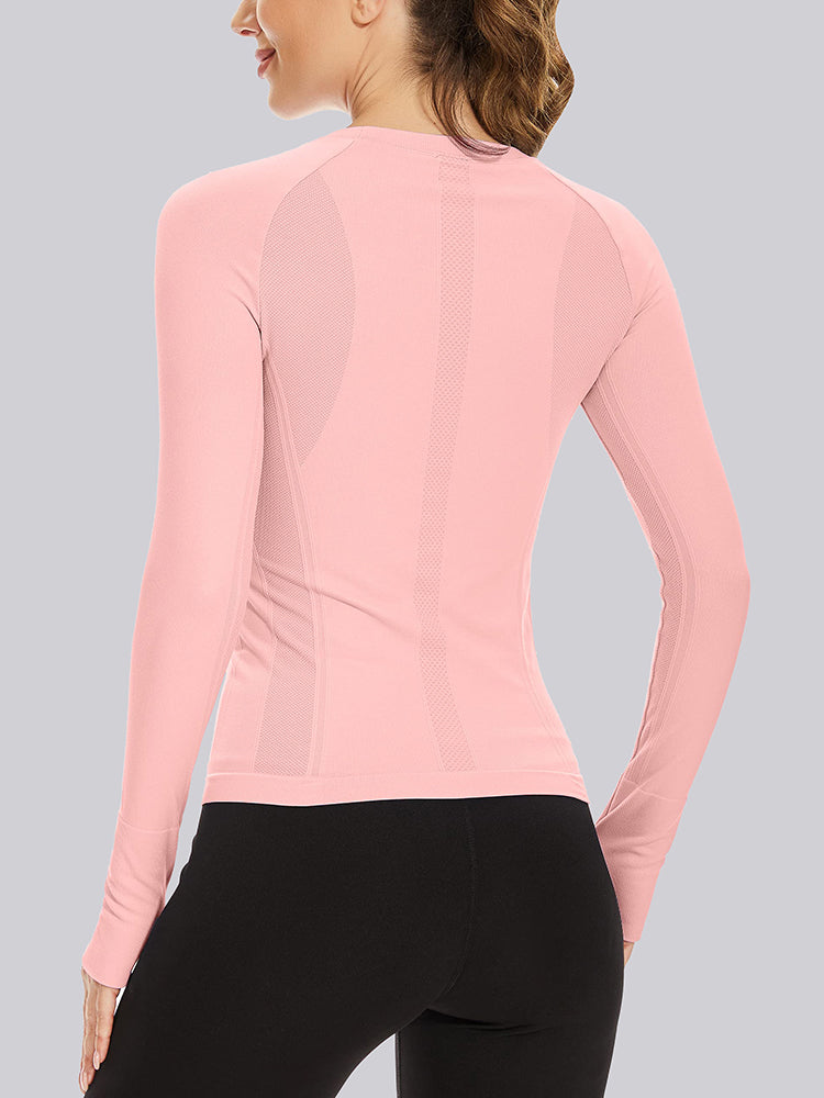 MathCat Quick Dry Gym Athletic Long Sleeve Workout Shirts Pink02