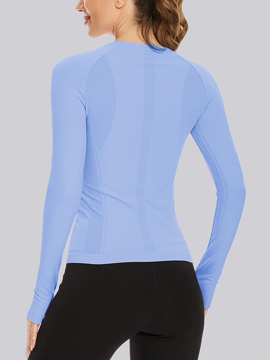 MathCat Quick Dry Gym Athletic Long Sleeve Workout Shirts Bluish Violet