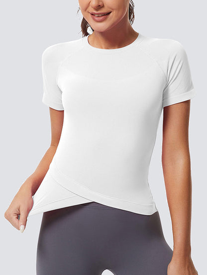MATHCAT Slim Cross Hem Compression Workout T-shirt