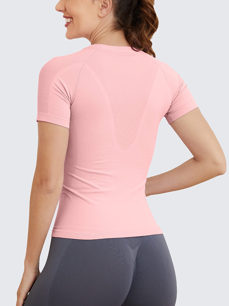 MathCat Seamless Soft Workout Tops T-shirt Pink – Mathcat