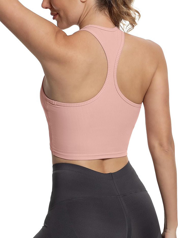 MATHCAT Cross Hem Crop Sports Bras with Built in Bra