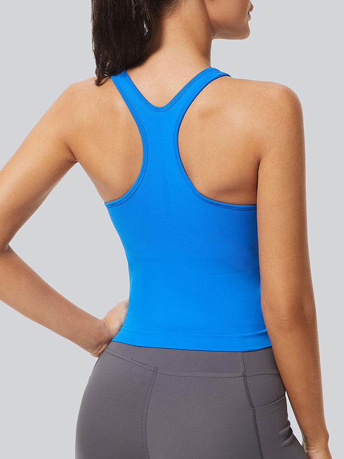 MATHCAT Ribbed Racerback Crop Workout Tank Top for Women with Built-in Bra
