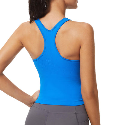 MATHCAT Ribbed Racerback Crop Workout Tank Top for Women with Built-in Bra