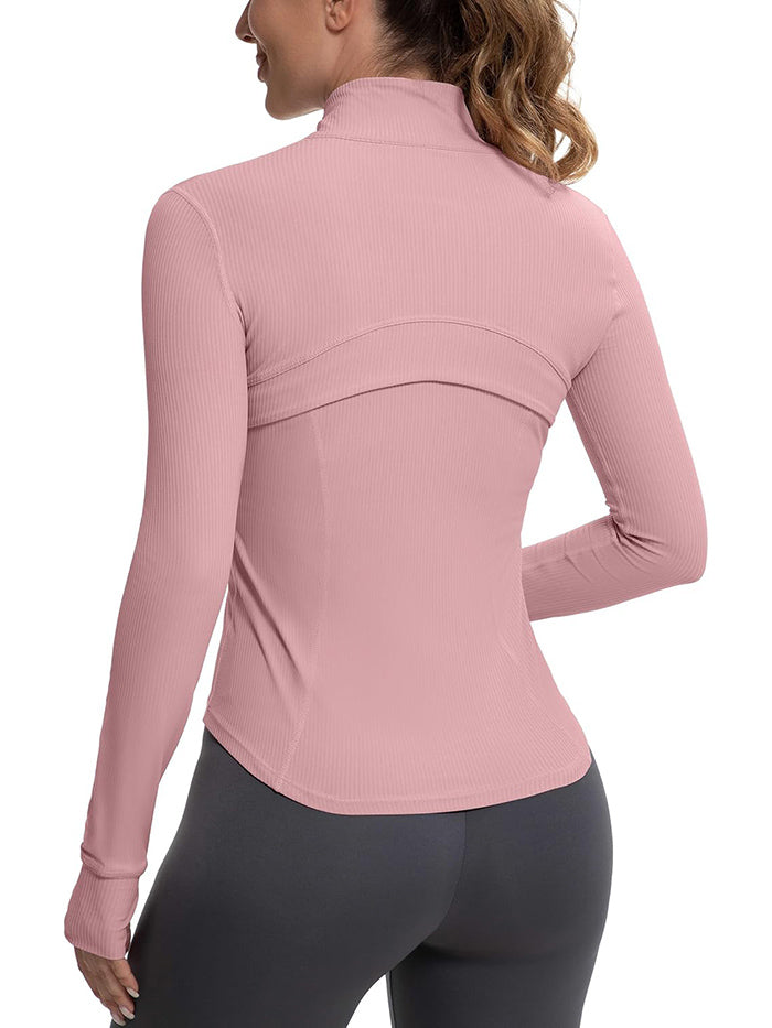 MATHCAT Womens Light Jacket for Spring Ribbed Athletic Jacket with Pockets