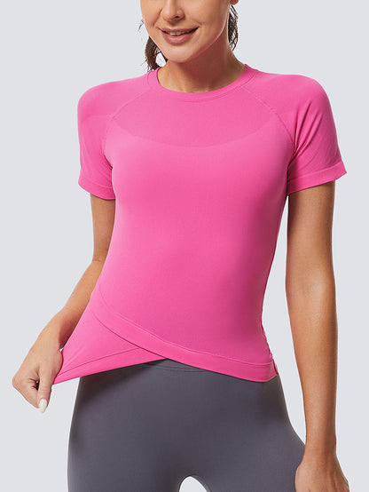 MATHCAT Slim Cross Hem Compression Workout T-shirt