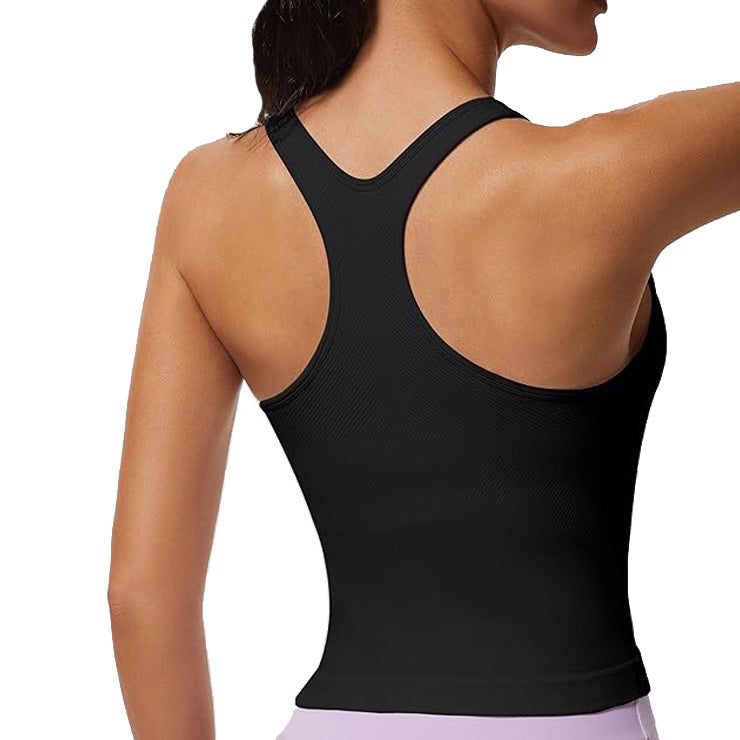 MATHCAT Ribbed Racerback Crop Workout Tank Top for Women with Built-in Bra