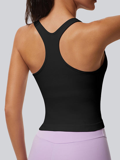 MATHCAT Ribbed Racerback Crop Workout Tank Top for Women with Built-in Bra