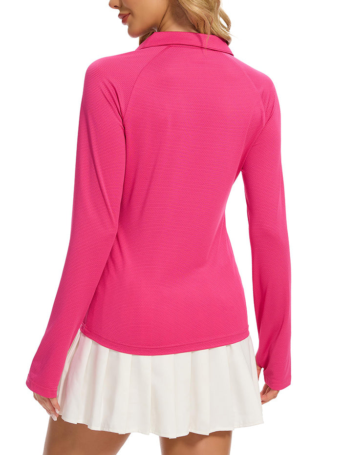 MATHCAT UPF50+ Quickly Dry Long-Sleeve Women Polo Golf Shirts Amazon Tennis Lightweight Athletic Tops
