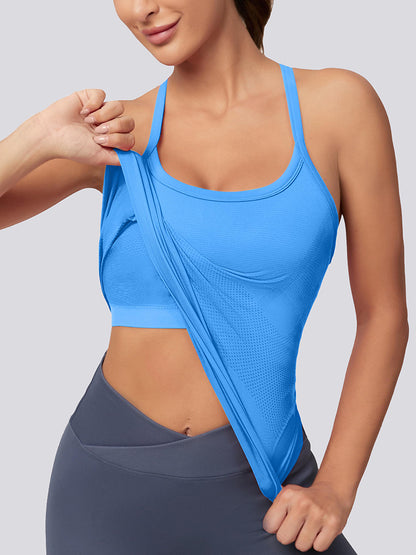MathCat Racerback Athletic Workout Tank Top Blue02
