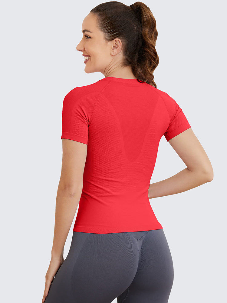 MathCat Seamless Soft Workout Tops T-shirt Red