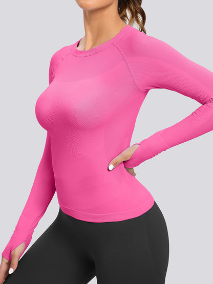 MathCat Seamless  Long Sleeve Workout Shirts for Women Peachpink