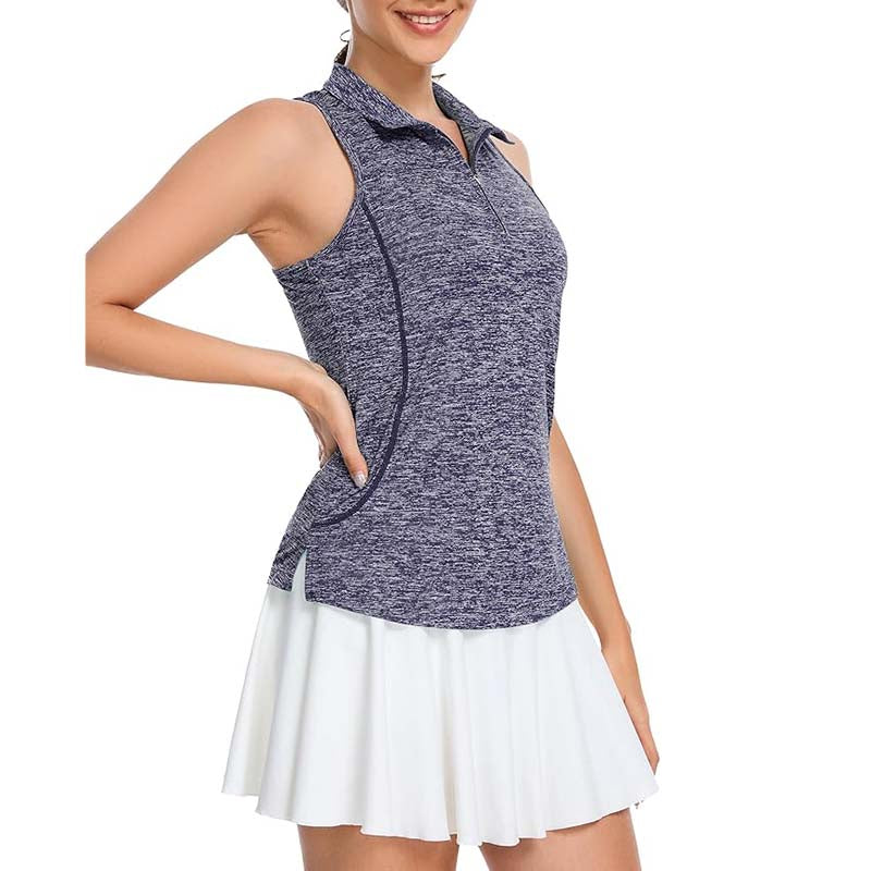 MATHCAT Women Collar Sleeveless Golf Shirts Moisture Wicking Athletic Polo Tank Tops