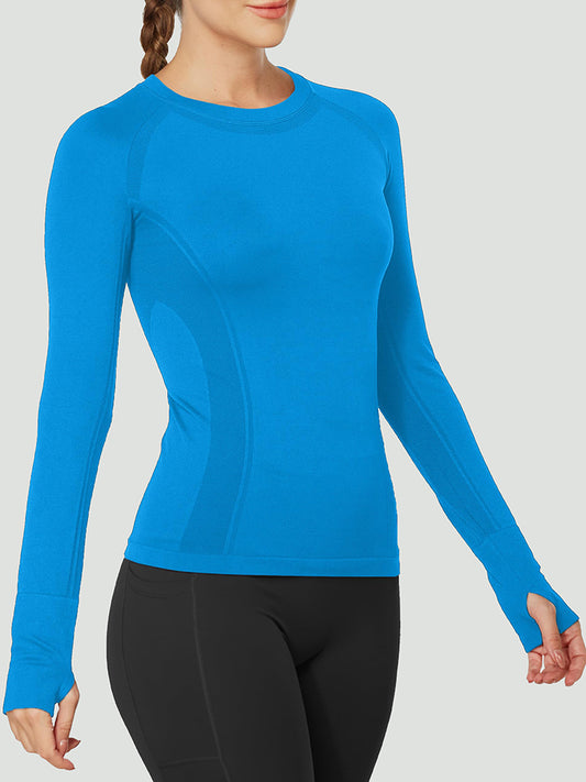 MathCat Quick Dry Gym Athletic Long Sleeve Workout Shirts Light Blue