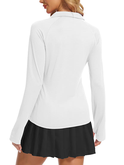 MATHCAT UPF50+ Quickly Dry Long-Sleeve Women Polo Golf Shirts Amazon Tennis Lightweight Athletic Tops