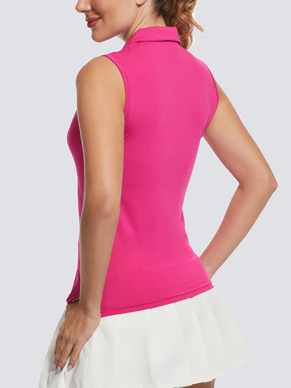 MathCat Women's Polo Tank Tops UPF 50+ Quick Dry Lightweight Athletic Tennis Tank Top Rose Red