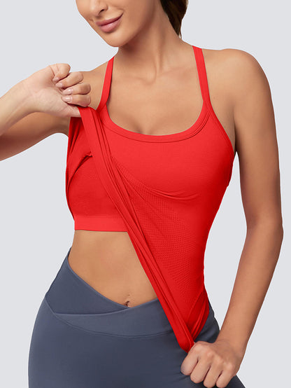 MATHCAT Women Seamless Racerback Athletic Running tank-Gym Tank With Built in Bra-Suitable for Yoga, Gym,Pilates