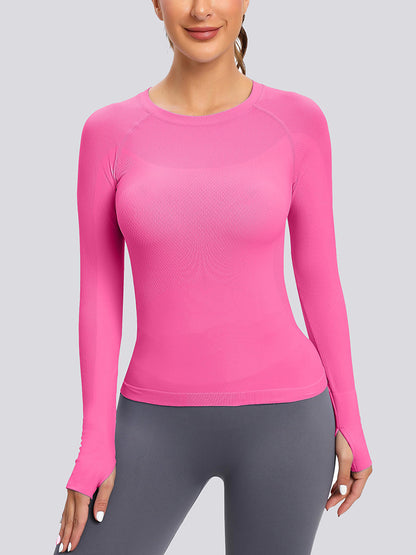 MathCat Seamless  Long Sleeve Workout Shirts for Women Peachpink