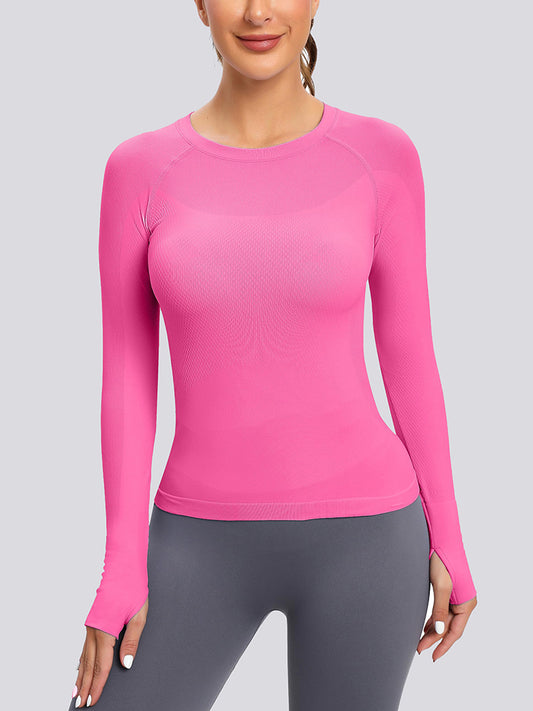 MathCat Seamless  Long Sleeve Workout Shirts for Women Peachpink