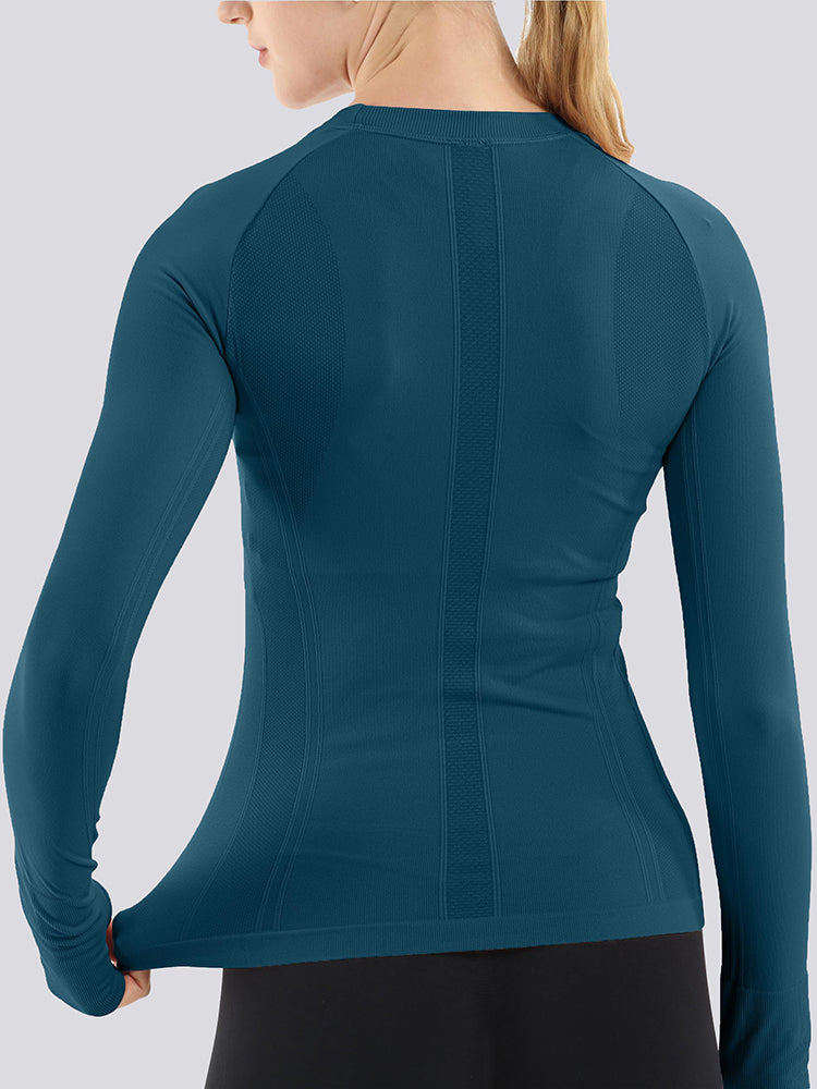 MATHCAT Women Seamless Workout Shirts-Quick Dry Gym Shirt Long Sleeve Running Outfit for Traning,Yoga and Pilates