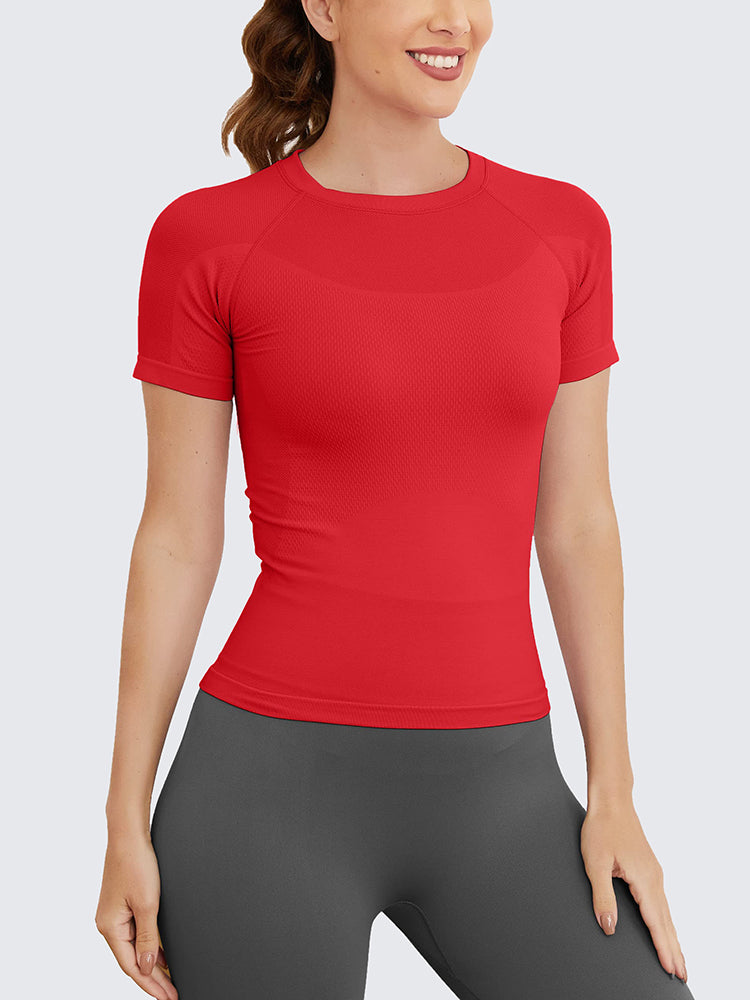 MathCat Seamless Soft Workout Tops T-shirt Red