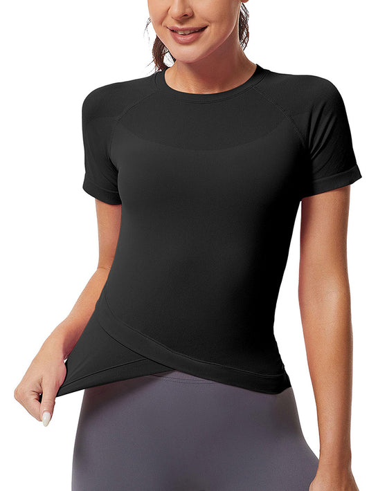 MathCat Slim Cross Hem Compression Workout T-shirt Black