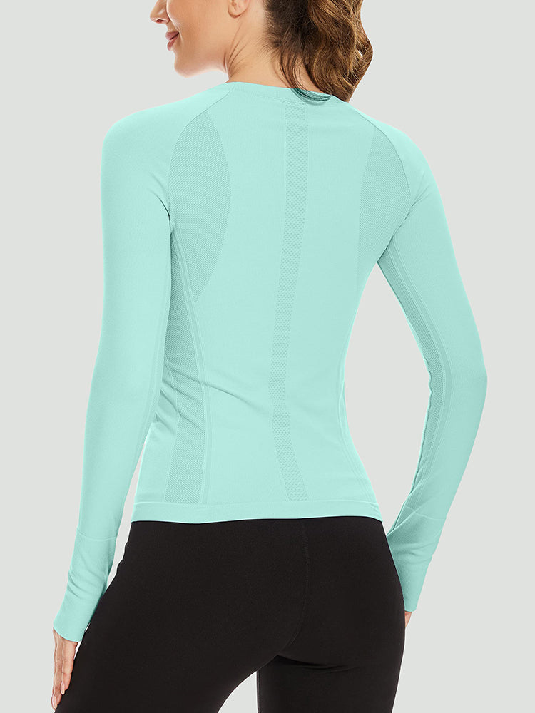 MathCat Quick Dry Gym Athletic Long Sleeve Workout Shirts Mint Green