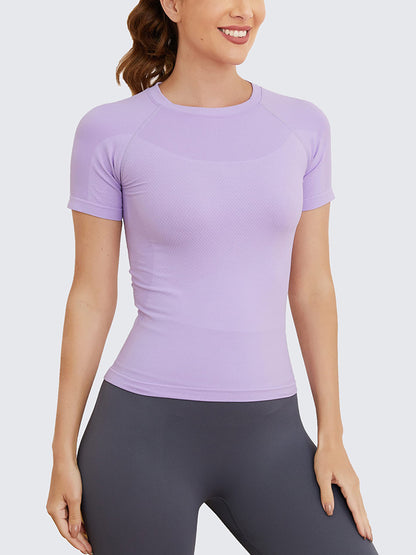 MathCat Seamless Soft Workout Tops T-shirt Purple