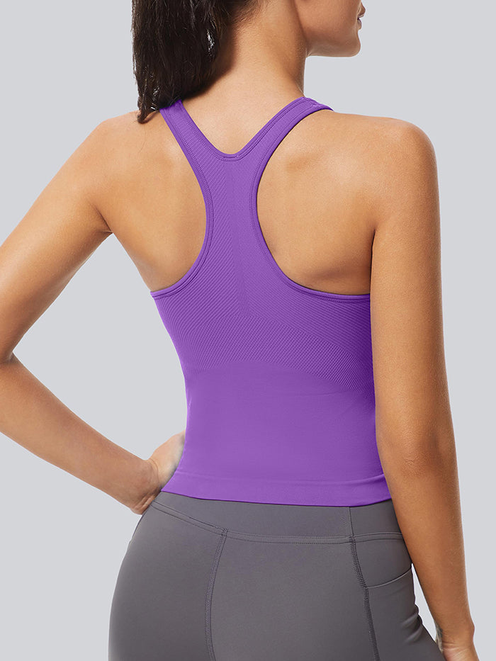 MATHCAT Ribbed Racerback Crop Workout Tank Top for Women with Built-in Bra