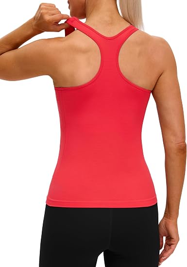 MathCat Racerback Workout Tank Tops for Women, Seamless Padded Athletic Yoga Tops Camisole Shirts with Built in Bra