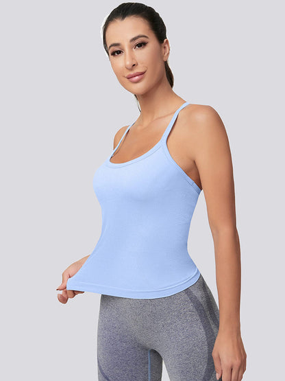 MATHCAT Women Seamless Racerback Athletic Running tank-Gym Tank With Built in Bra-Suitable for Yoga, Gym,Pilates