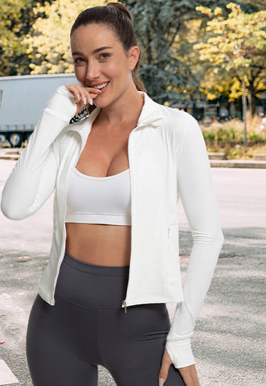 MATHCAT Womens Light Jacket for Spring Ribbed Athletic Jacket with Pockets