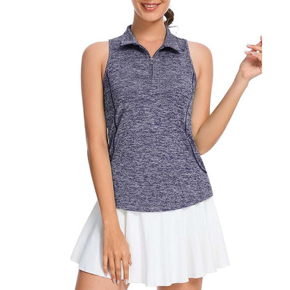 MATHCAT Women Collar Sleeveless Golf Shirts Moisture Wicking Athletic Polo Tank Tops