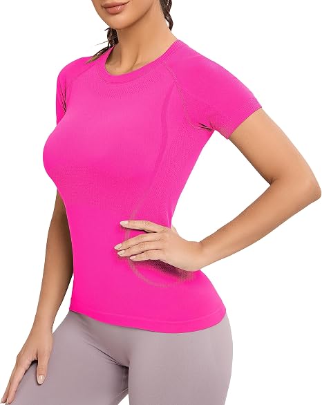 MATHCAT Yoga Short Sleeve Shirts Soft Seamless Gym T-Shirts