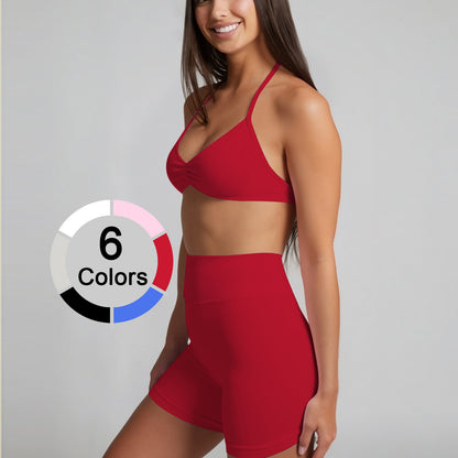 Body-Sculpting Women's 2 Piece Sporty Set, High Waisted Tight Shorts and Slim Fit Tank Top, Breathable Summer Activewear