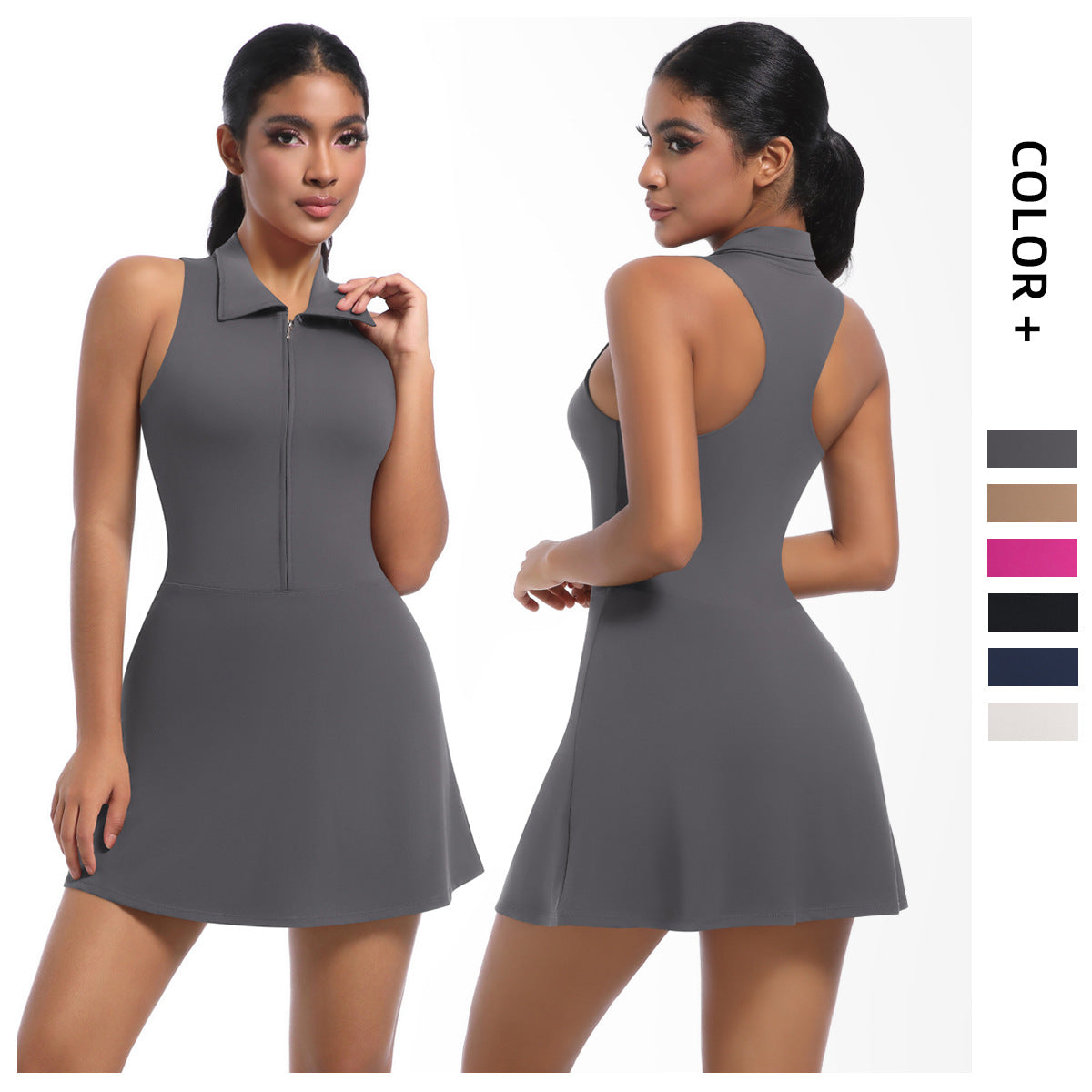 Sleeveless Workout Tennis Dresses Built in Bra and Shorts for Tennis and Golf dress