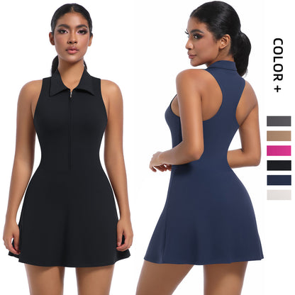 Sleeveless Workout Tennis Dresses Built in Bra and Shorts for Tennis and Golf dress