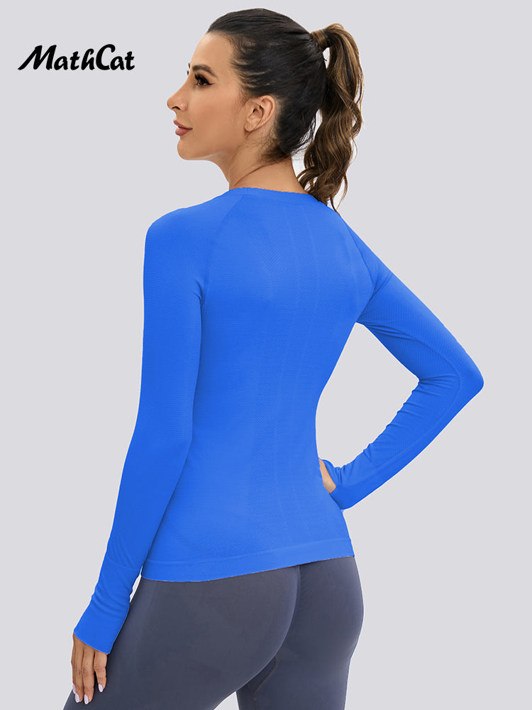 MathCat Long Sleeve Workout Shirts Yoga Running Women's