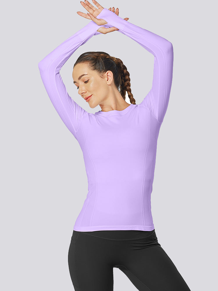 MathCat Quick Dry Gym Athletic Long Sleeve Workout Shirts Purple01