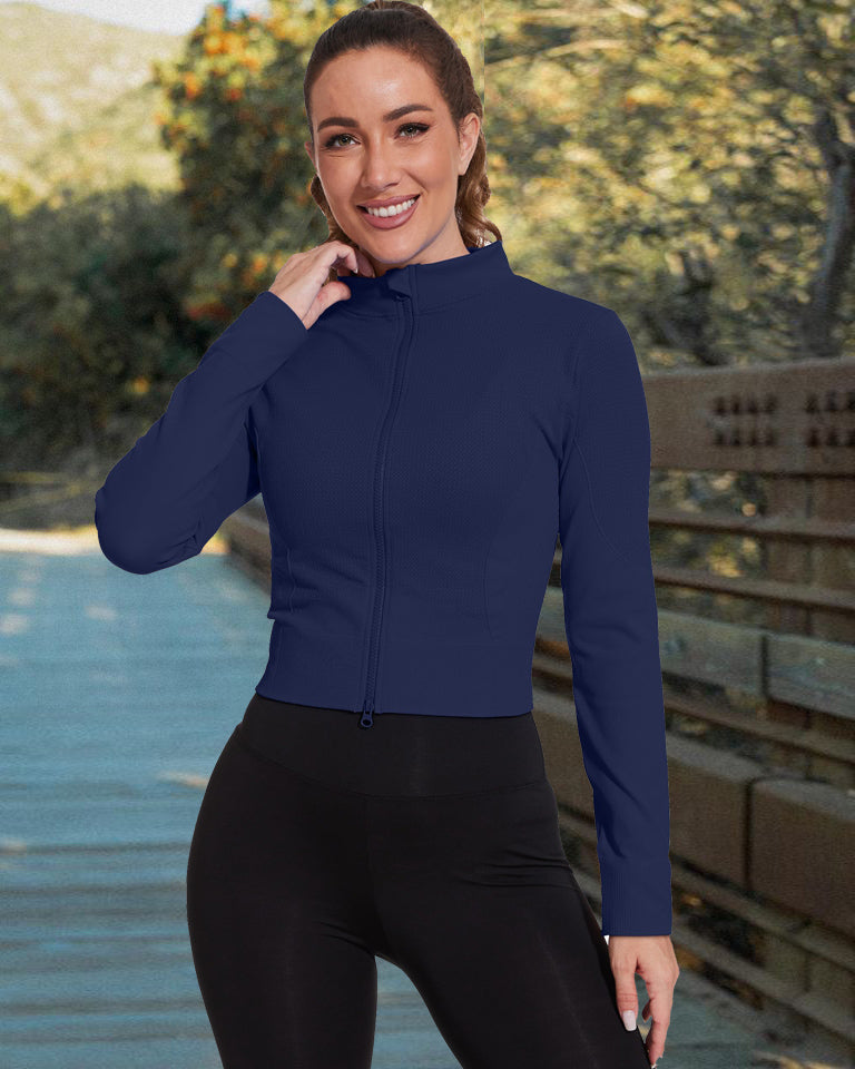 MATHCAT Womens Light Jacket for Spring Seamless Slim Fit Cropped Athletic Jackets