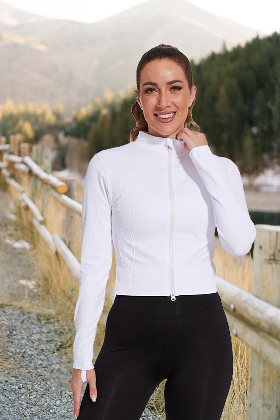 MATHCAT Womens Light Jacket for Spring Seamless Slim Fit Cropped Athletic Jackets