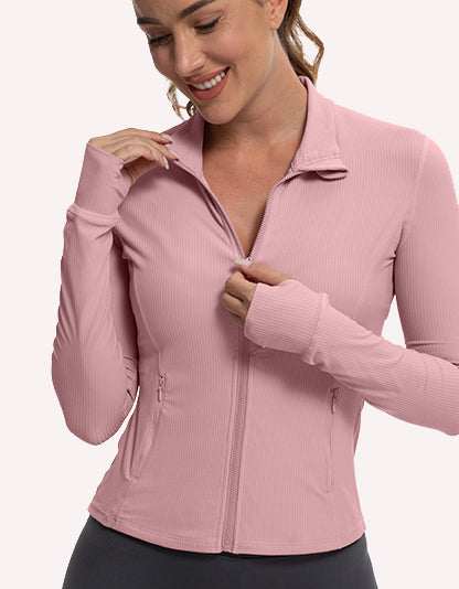 MATHCAT Womens Light Jacket for Spring Ribbed Athletic Jacket with Pockets