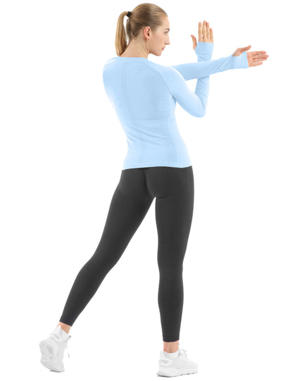MATHCAT Women Seamless Workout Shirts-Quick Dry Gym Shirt Long Sleeve Running Outfit for Traning,Yoga and Pilates
